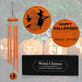 Personalized Halloween wind chime with orange tubes for outdoor decorations